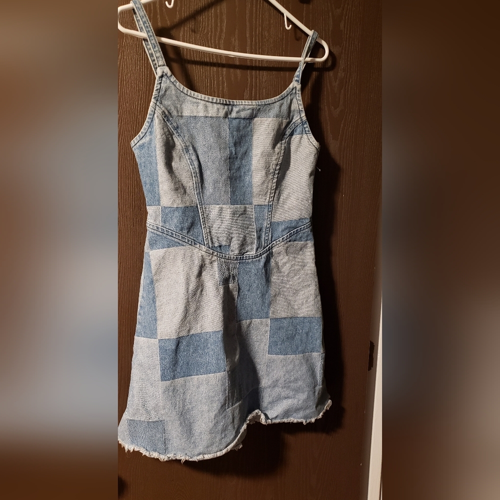 Harper Heritage Stylish Denim Patchwork Midi Dress Size M